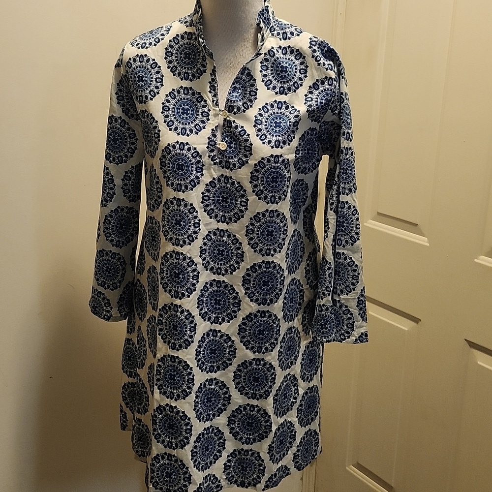HEART OF GRACE Cotton Mini Dress Medium Coastal Light Weight Preppy Resortwear